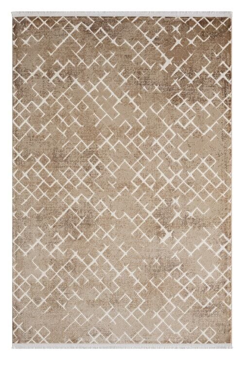 Seyran Halı Asya 521 Vizon Akrilik Dokuma Taban Saçaklı Modern Şık Halı