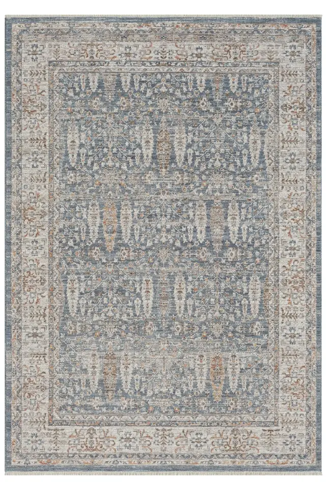 Seyran Halı Peru 10207 Mavi Polyester Çerçeveli Yumuşak Doku Yüksek Kaliteli Halı