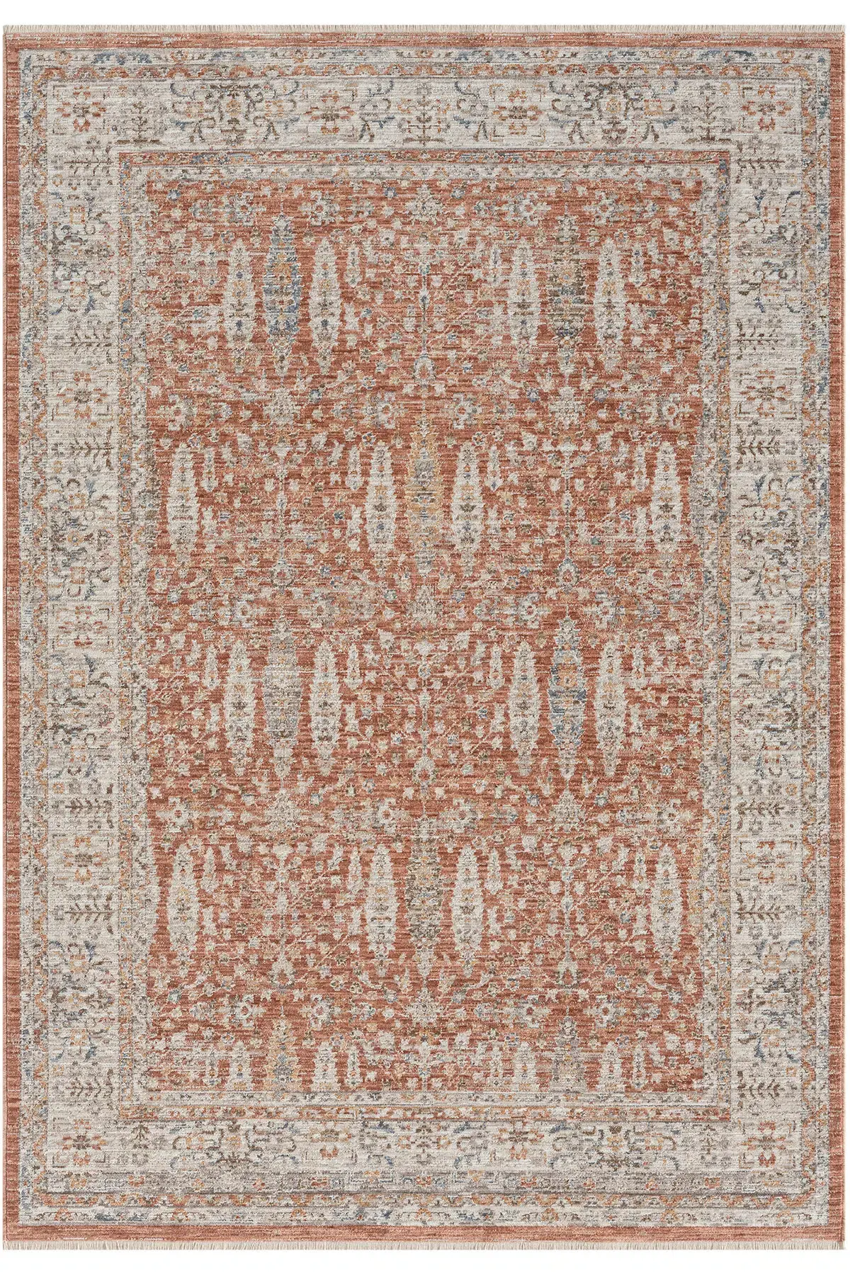 Seyran Halı Peru 10207 Terra Polyester Çerçeveli Yumuşak Doku Yüksek Kaliteli Halı