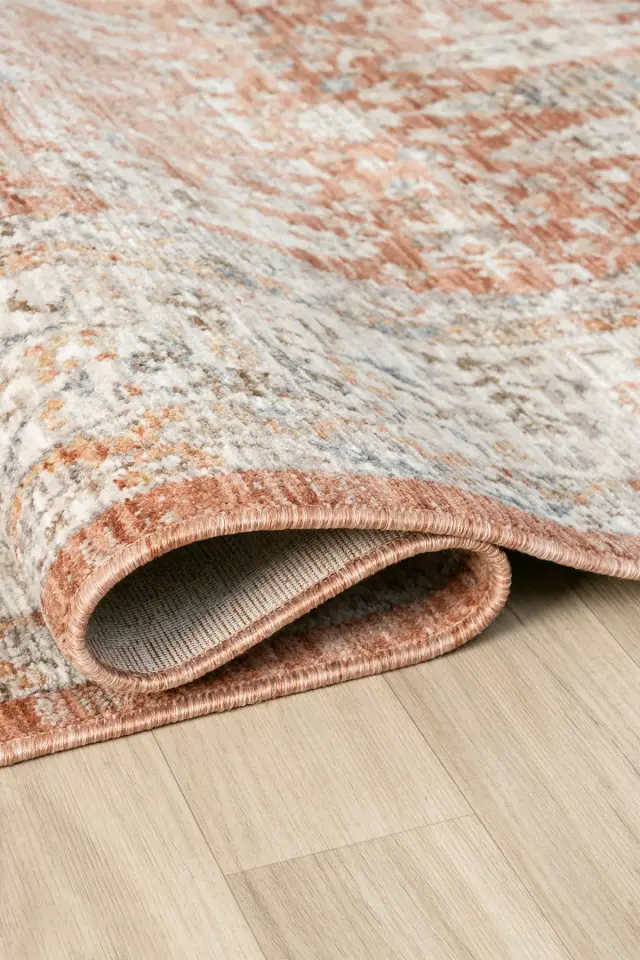 Seyran Halı Peru 10207 Terra Polyester Çerçeveli Yumuşak Doku Yüksek Kaliteli Halı