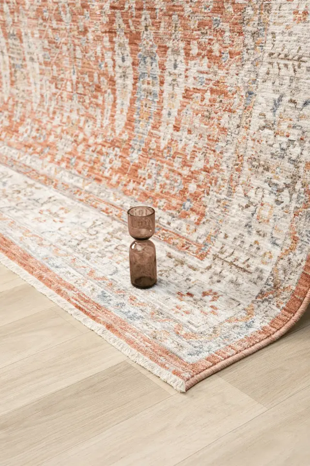 Seyran Halı Peru 10207 Terra Polyester Çerçeveli Yumuşak Doku Yüksek Kaliteli Halı