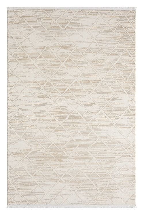 Seyran Halı Asya 522 Bej Akrilik Dokuma Taban Saçaklı Modern Şık Halı