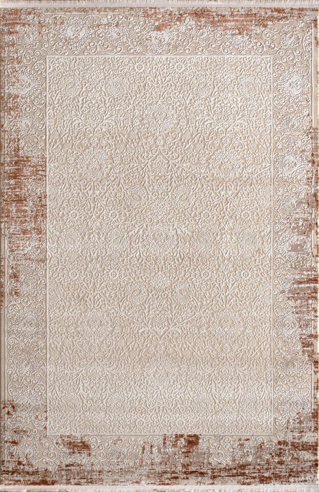 Artemis Halı Lia 01131B Krem Terra Akrilik Klasik Çerçeveli Oturma Odası ve Salon Halısı