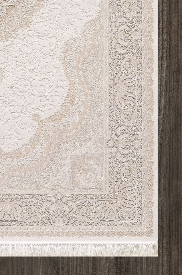 Artemis Halı Palace 5202C Bej Viskon Akrilik Çerçeveli Motifli Klasik Salon Halısı