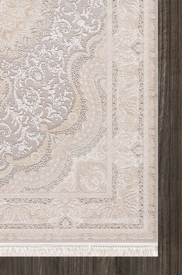 Artemis Halı Palace 5202D Krem Vizon Viskon Akrilik Çerçeveli Motifli Klasik Salon Halısı