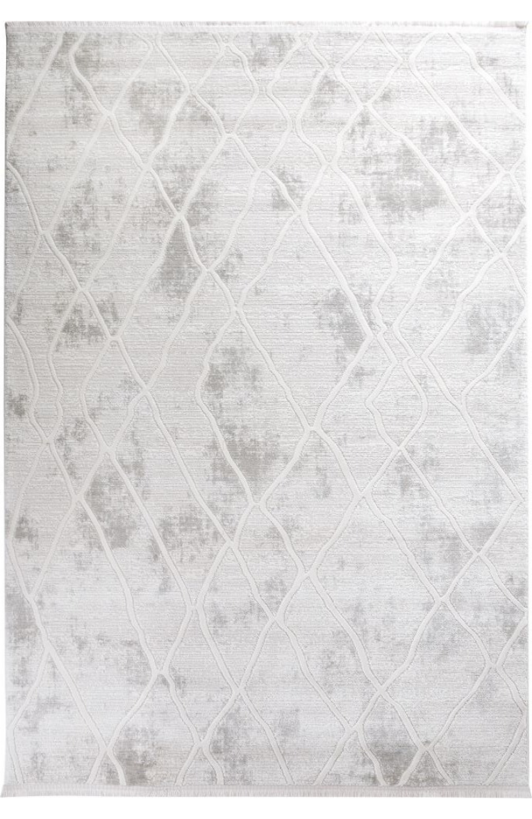 Louis Casa Emerald 0593A Gri Krem Modern Saçaklı Yumuşak Dokulu Halı