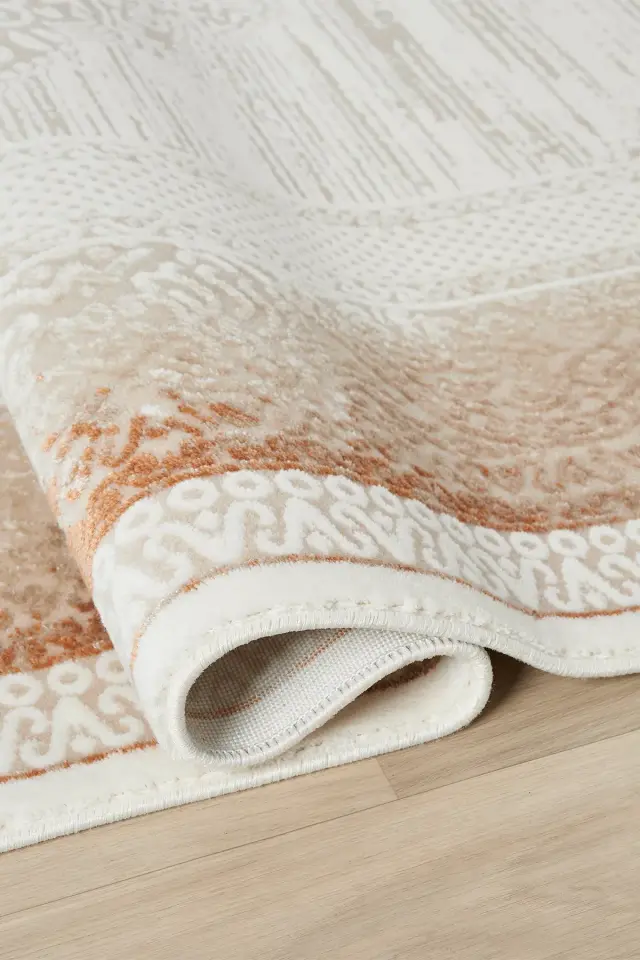 Seyran Halı Asya 525 Terra Akrilik Çerçeveli Dokuma Taban Saçaklı Klasik Şık Halı