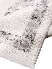 Nexus Halı Nalia 4049 Antrasit Akrilik Saçaklı Çerçeveli Klasik Halı