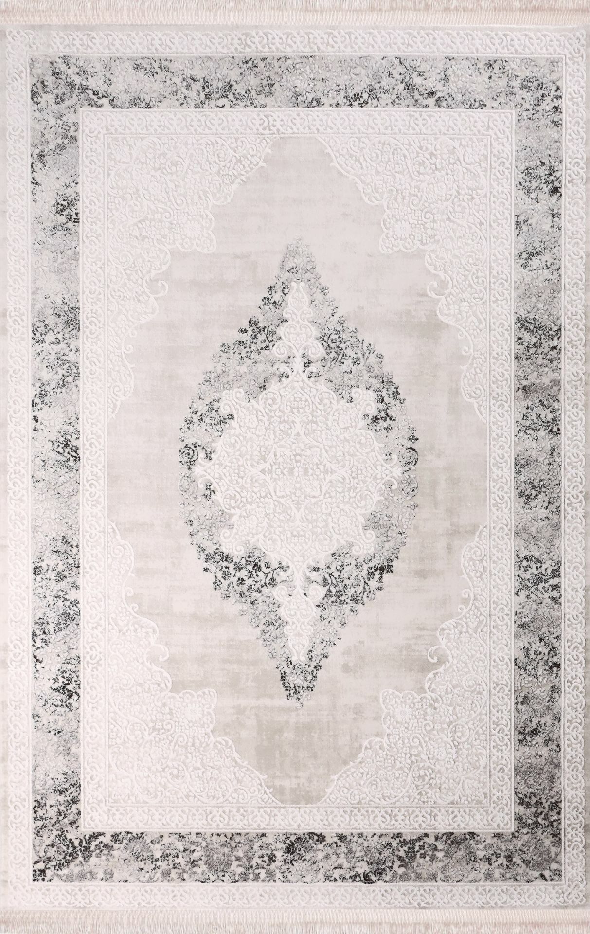 Nexus Halı Nalia 4049 Antrasit Akrilik Saçaklı Çerçeveli Klasik Halı