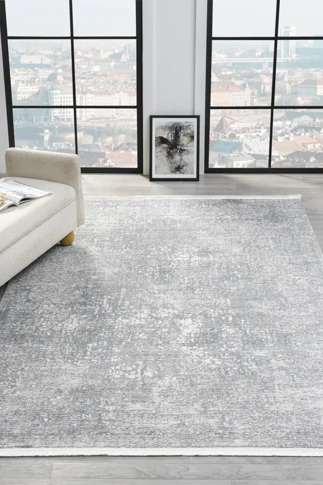 Seyran Halı Evita 6001 Gri Akrilik Yumuşak Doku Yüksek Kalite Modern Şık Halı