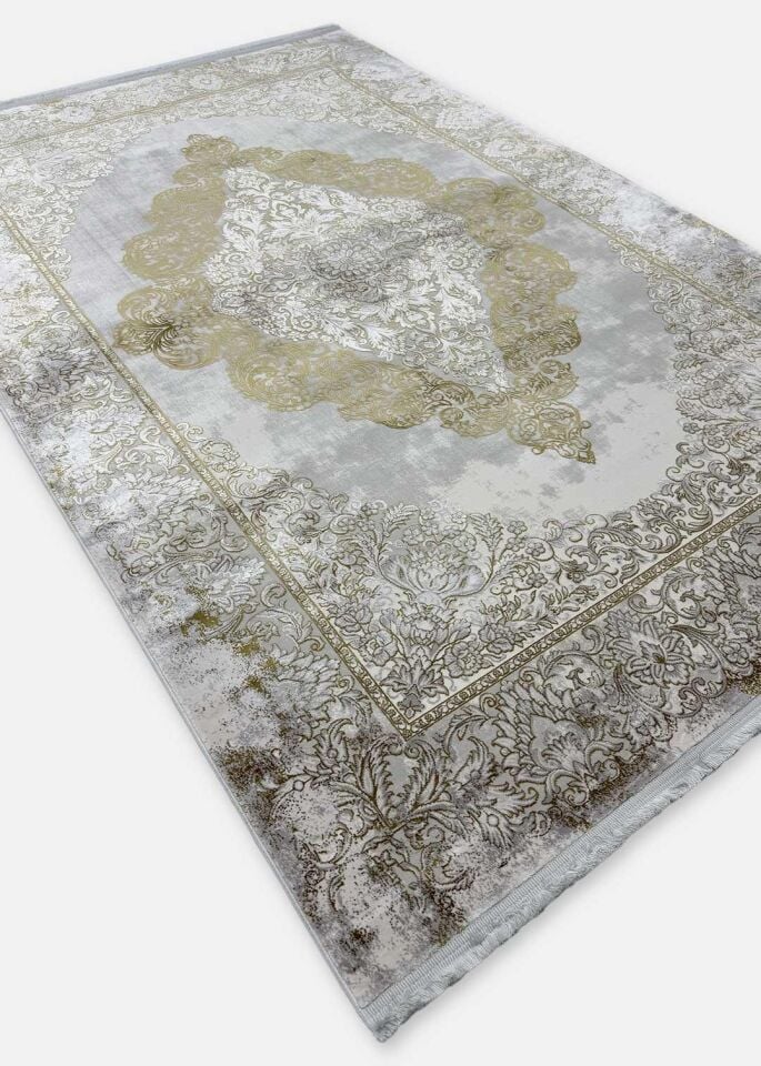 Pierre Cardin Halı Voila ZQ06A Gri Gold Modern ve Geleneksel Desenli Yüksek Kaliteli Halı