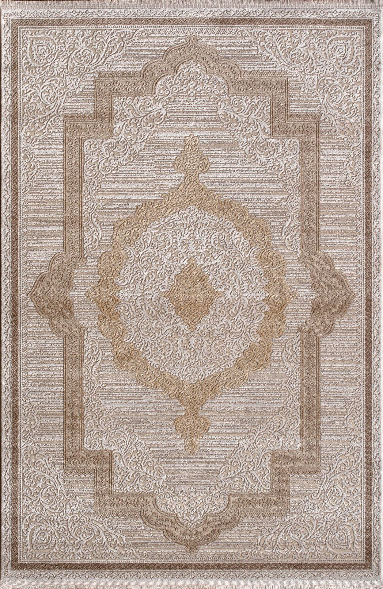 Artemis Halı Lia 01132C Bej Gold Akrilik Klasik Çerçeveli Oturma Odası ve Salon Halısı