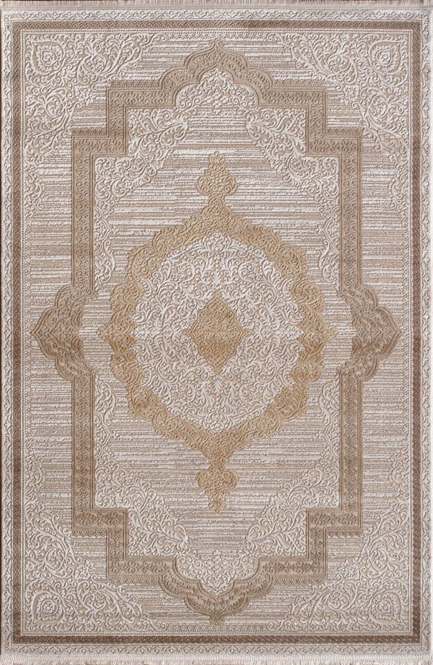 Artemis Halı Lia 01132C Bej Gold Akrilik Klasik Çerçeveli Oturma Odası ve Salon Halısı