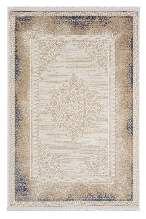 Seyran Halı Asya 525 Mavi Akrilik Çerçeveli Dokuma Taban Saçaklı Klasik Şık Halı