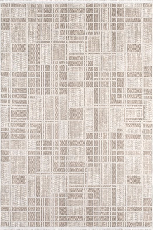 Atlas Halı Joli GJ04A Krem Bej Hav Toz Vermeyen Yumuşak Dokulu Etnik Desenlere Sahip Modern Halı