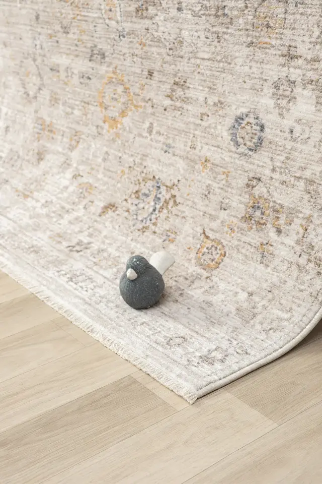 Seyran Halı Peru 10203 Bej Polyester Çerçeveli Yumuşak Doku Yüksek Kaliteli Halı