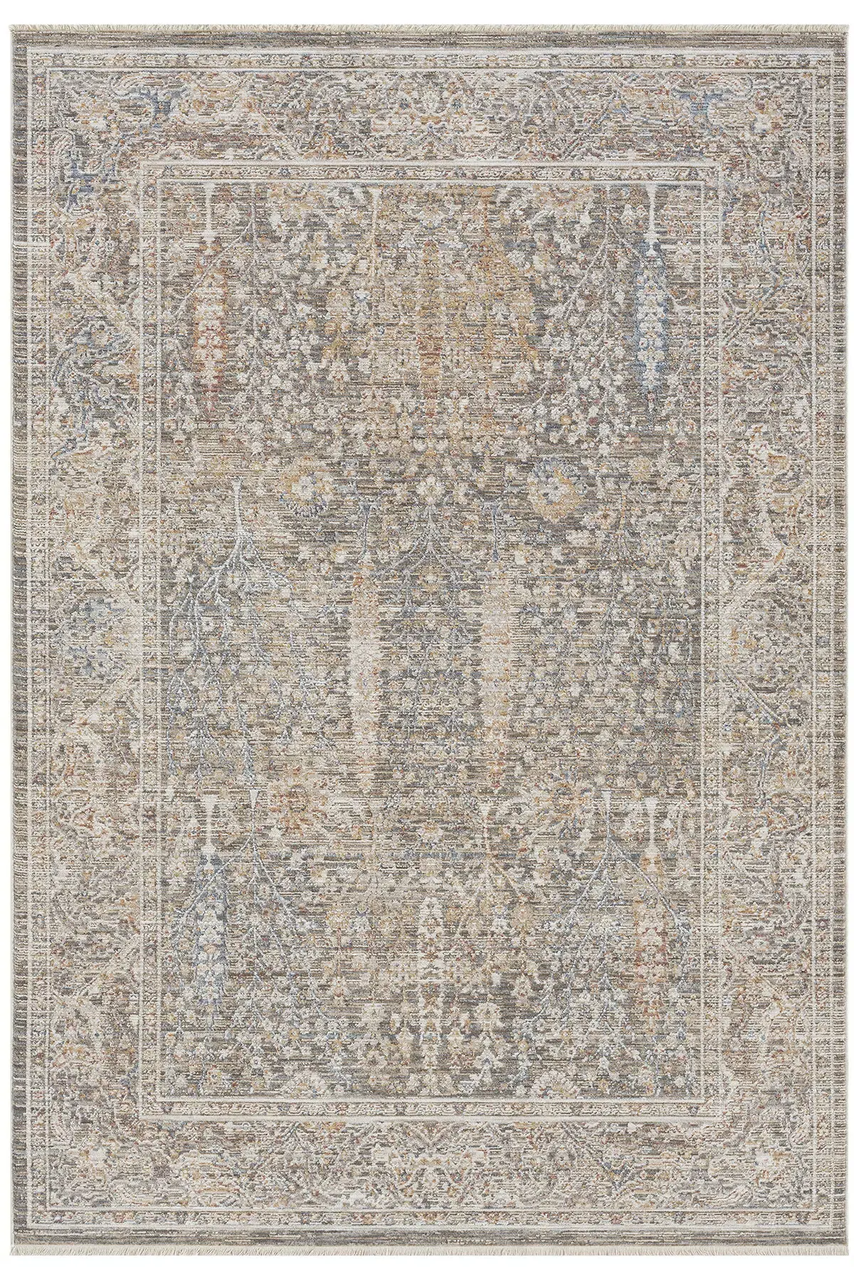 Seyran Halı Peru 10202 Bej Polyester Çerçeveli Yumuşak Doku Yüksek Kaliteli Halı