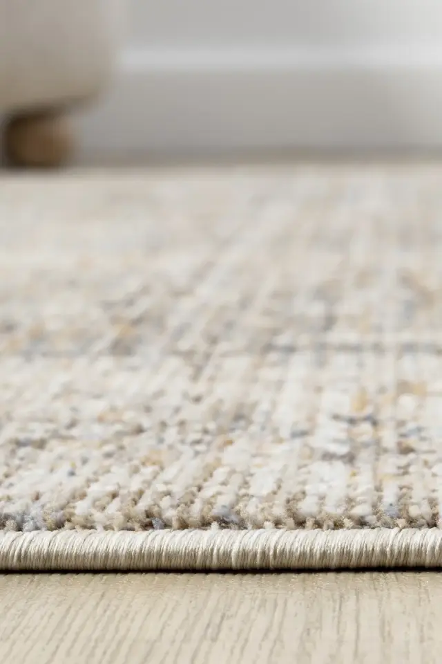 Seyran Halı Peru 10202 Bej Polyester Çerçeveli Yumuşak Doku Yüksek Kaliteli Halı