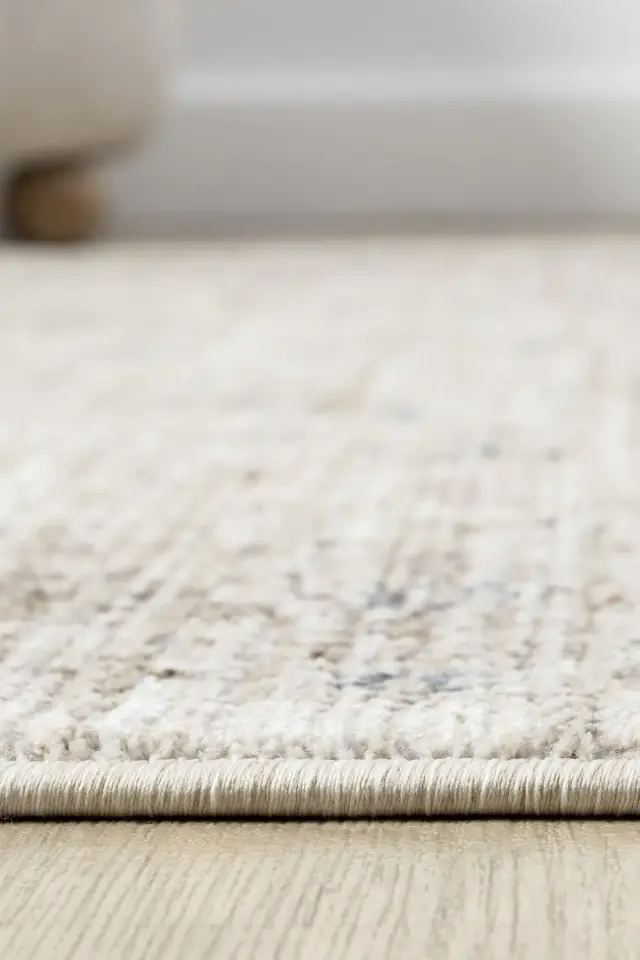 Seyran Halı Peru 10201 Bej Polyester Çerçeveli Yumuşak Doku Yüksek Kaliteli Halı