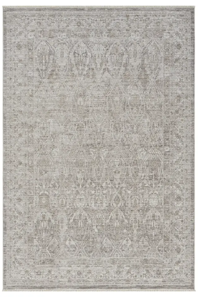 Seyran Halı Peru 10200 Bej Polyester Çerçeveli Yumuşak Doku Yüksek Kaliteli Halı