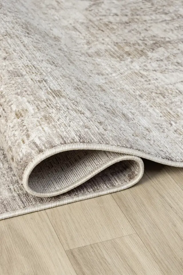 Seyran Halı Peru 10200 Bej Polyester Çerçeveli Yumuşak Doku Yüksek Kaliteli Halı