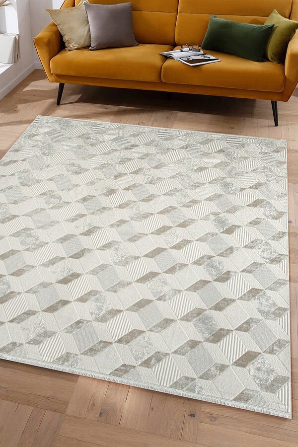 Atlas Halı Seren NF05A Krem Bej Yumuşak Dokulu Akrilik Ile Üretilen Üst Kalite Makine Dokuması Halı