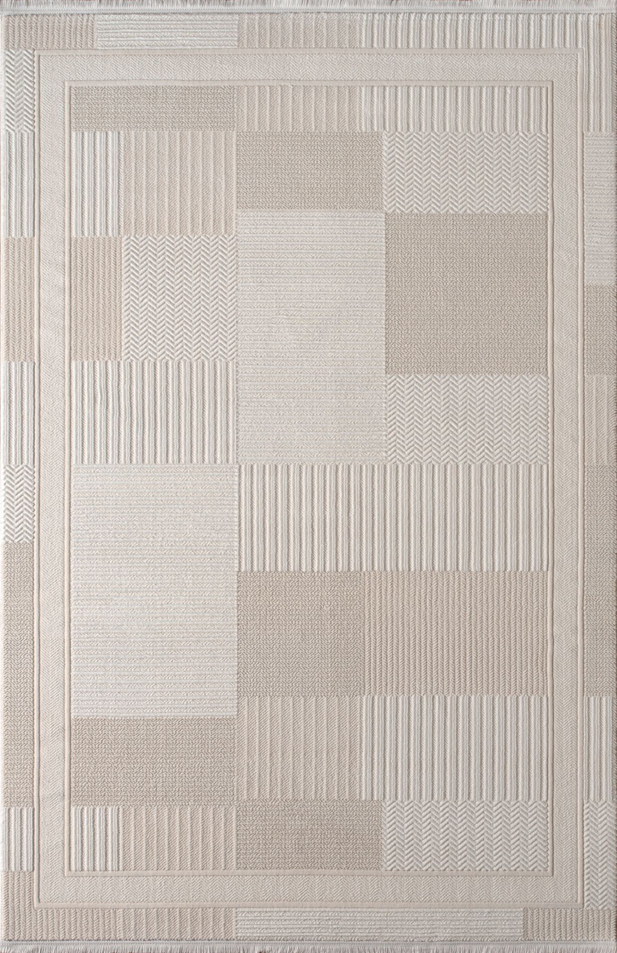 Artemis Halı Petinya 06173A Krem Bej Akrilik Polyester Çerçeveli Modern Oturma Odası Halısı