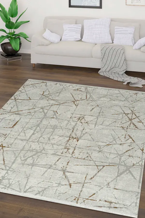 Atlas Halı Seren NF08B Gold Krem Yumuşak Dokulu Akrilik Ile Üretilen Üst Kalite Makine Dokuması Halı
