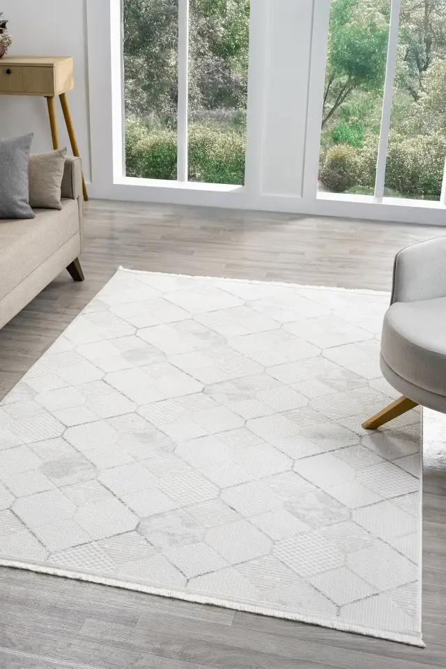 Seyran Halı Sahra 15501 Gri Akrilik Pamuk Taban Modern Şık Halı