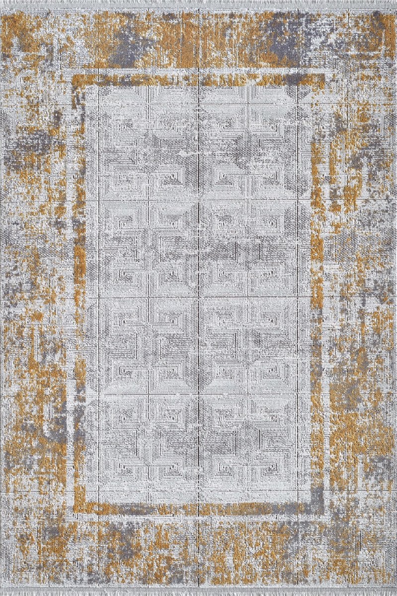 Royal Halı Nova NQ01B Gri Sarı Hav Toz Vermez Yumuşak Dokulu Yüksek Kaliteli Makine Dokuması Halı