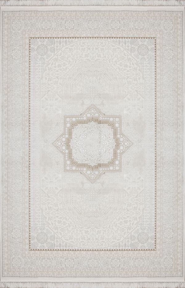 Sanat Halı Gravita 3869 Bej Akrilik Polyester Yüksek Kalite Dokuma Taban Modern Şık Halı