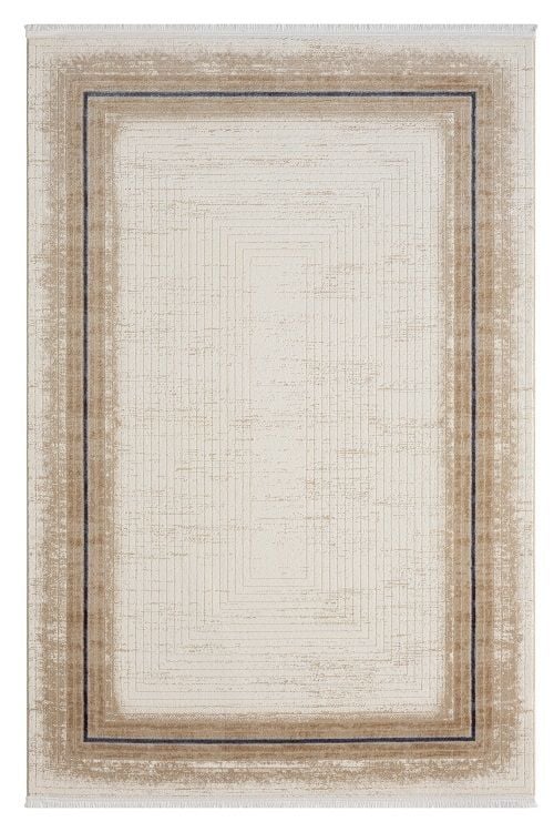 Seyran Halı Asya 526 Mavi Akrilik Çerçeveli Dokuma Taban Saçaklı Modern Şık Halı