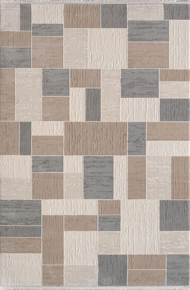 Artemis Halı Petinya 06177A Gri Bej Akrilik Polyester Modern Oturma Odası ve Salon Halısı