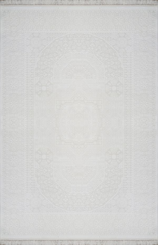 Sanat Halı Gravita 3870 Beyaz Akrilik Polyester Yüksek Kalite Dokuma Taban Modern Şık Halı