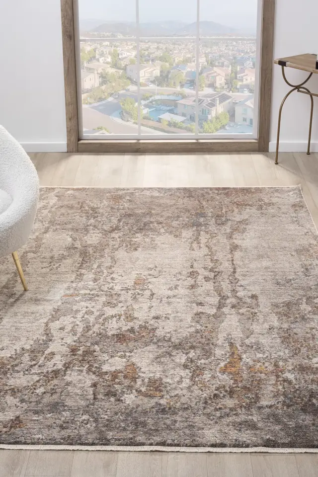 Seyran Halı Asır 251 Gri Polyester Modern Şık Yumuşak Dokulu Saçaklı Halı