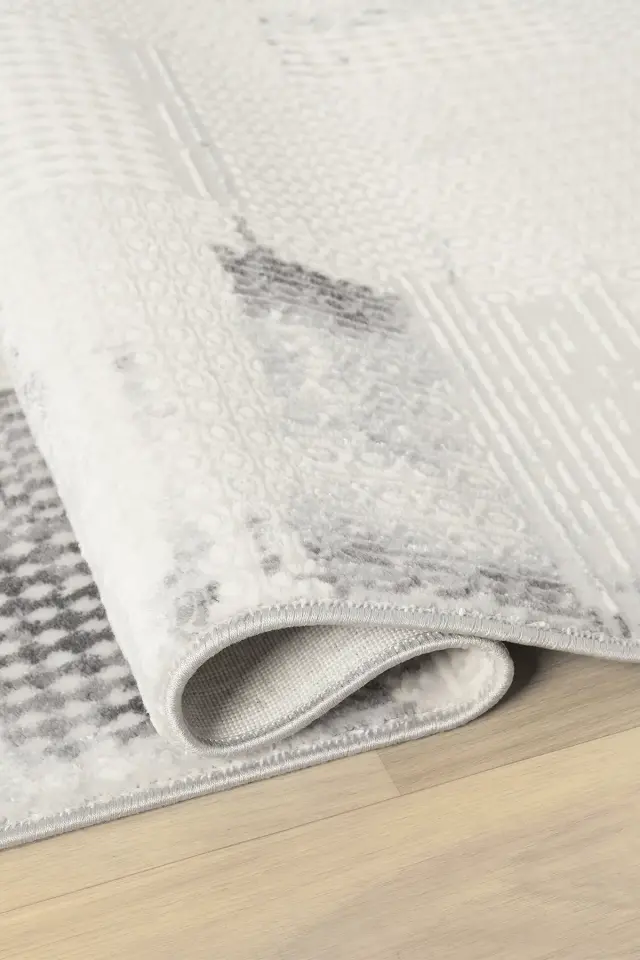 Seyran Halı Asya 527 Gri Akrilik Dokuma Taban Saçaklı Modern Şık Halı