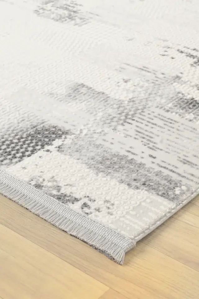 Seyran Halı Asya 527 Gri Akrilik Dokuma Taban Saçaklı Modern Şık Halı