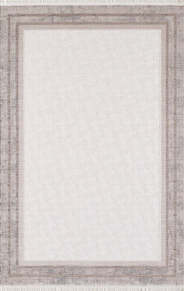 Artemis Halı Romantik 2425A Krem Bej Akrilik Modern Çerçeveli Halı 80x150