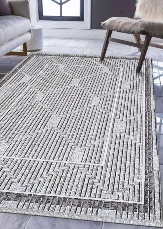 Royal Halı Nova NQ05A Gri Akrilik İplikten Üretilmiş Modern Desenli Makine Halısı