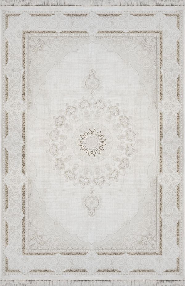 Sanat Halı Gravita 3873 Bej Akrilik Polyester Yüksek Kalite Dokuma Taban Modern Şık Halı