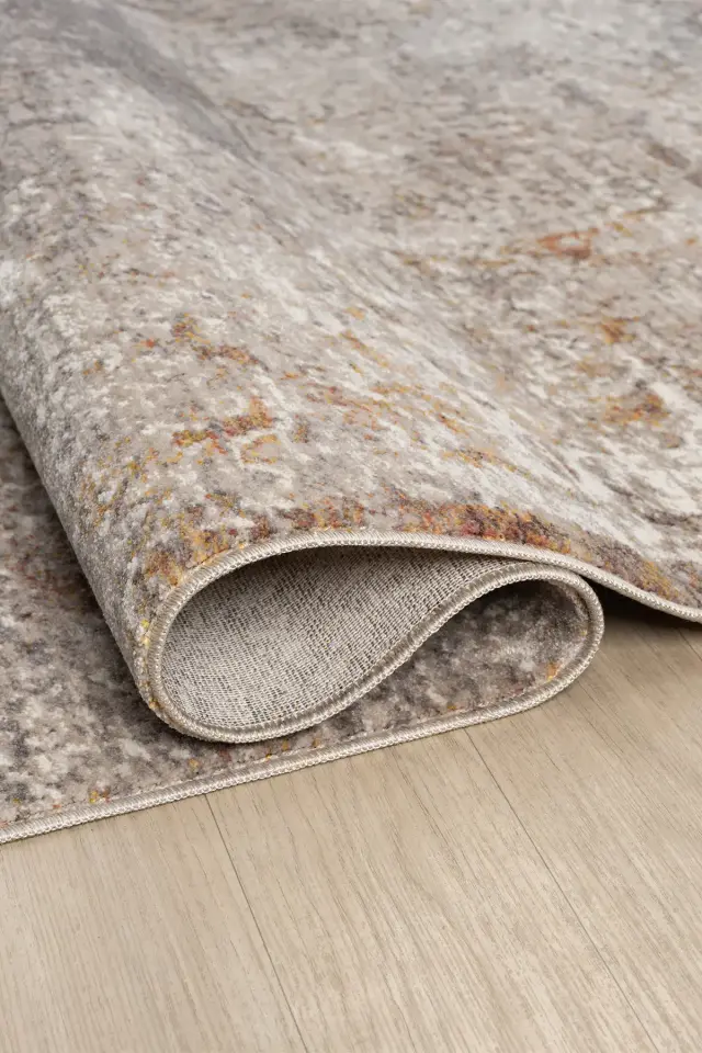 Seyran Halı Asır 252 Bej Polyester Modern Şık Yumuşak Dokulu Saçaklı Halı