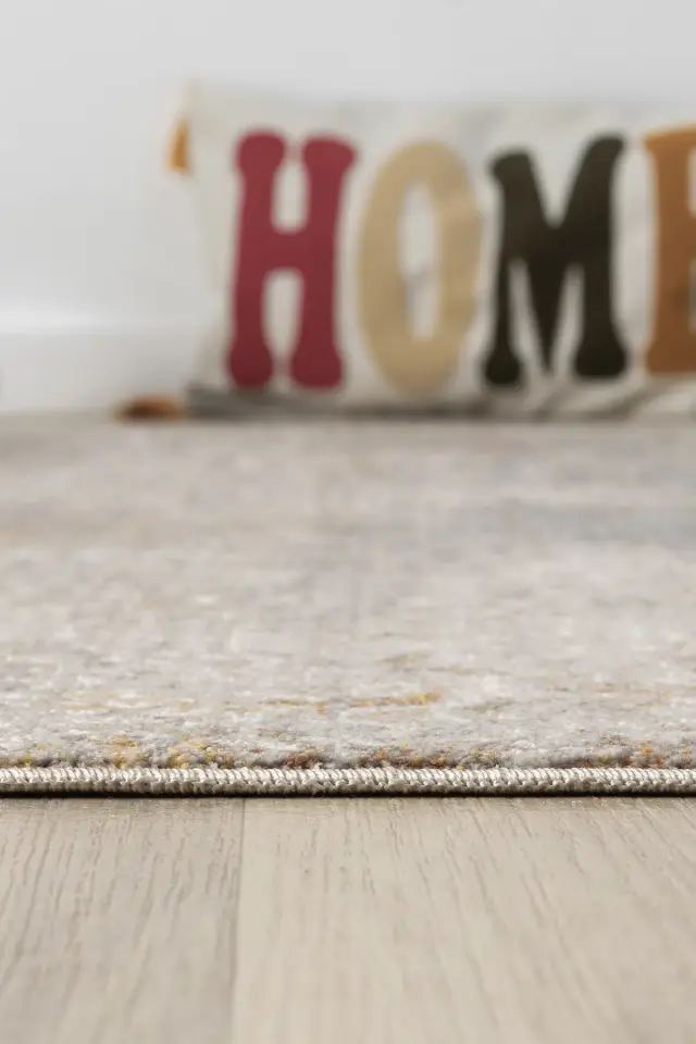 Seyran Halı Asır 252 Bej Polyester Modern Şık Yumuşak Dokulu Saçaklı Halı