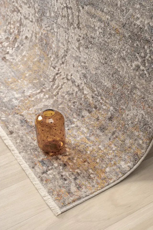 Seyran Halı Asır 252 Bej Polyester Modern Şık Yumuşak Dokulu Saçaklı Halı