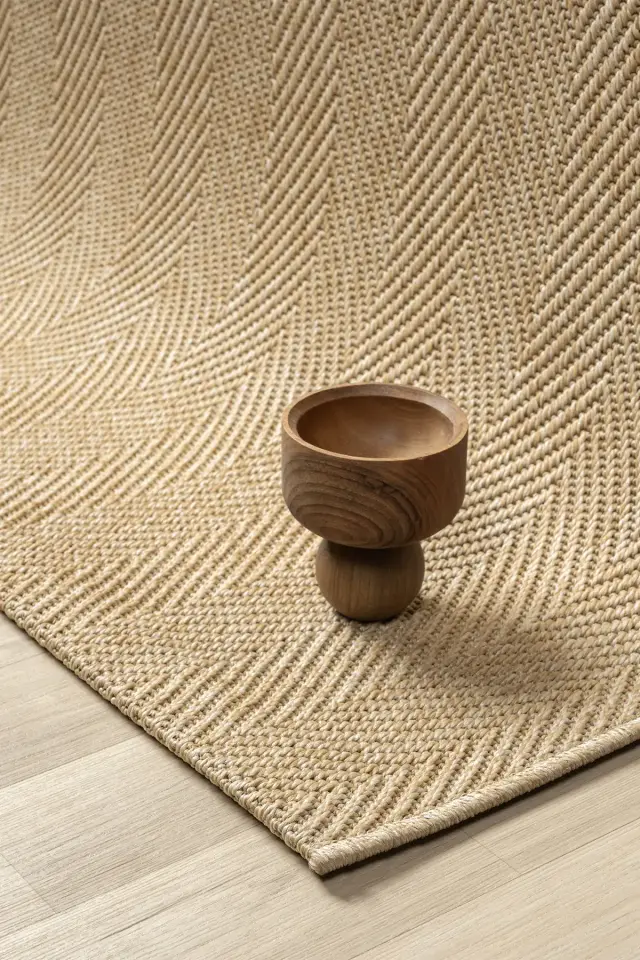 Seyran Halı Bombay 665 Bej Kolay Temizlenen Hav Toz Vermez Hasır Dokulu Balık Sırtı Sisal Halı