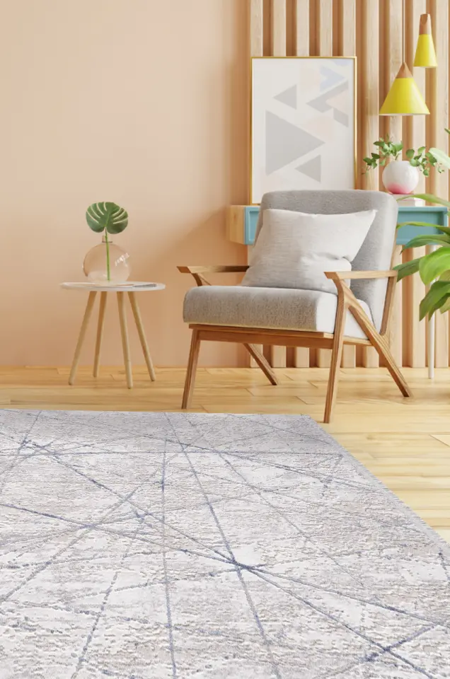 Artemis Halı Romantik 2429B Gri Mavi Akrilik Modern Halı