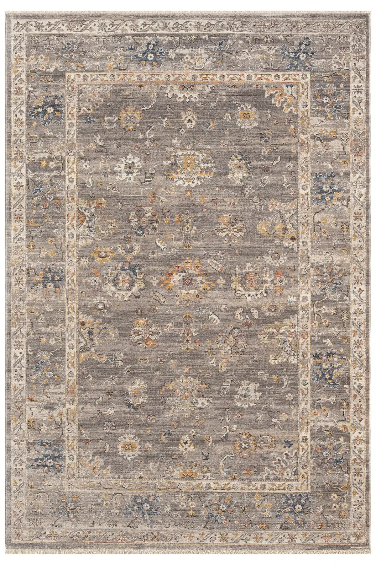 Seyran Halı Asır 254 Gri Polyester Modern Şık Yumuşak Dokulu Saçaklı Halı