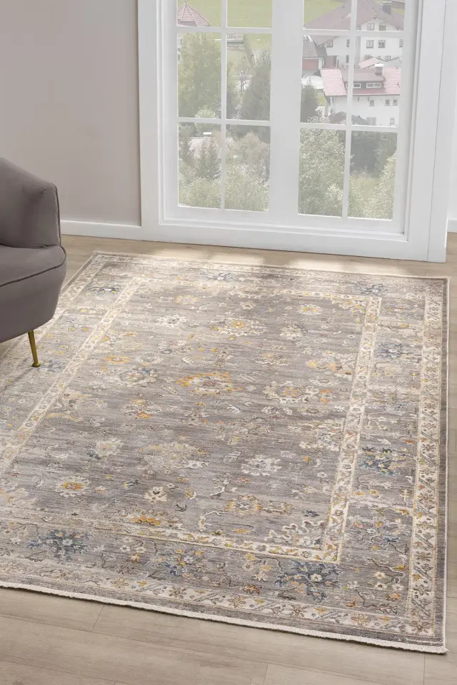 Seyran Halı Asır 254 Gri Polyester Modern Şık Yumuşak Dokulu Saçaklı Halı
