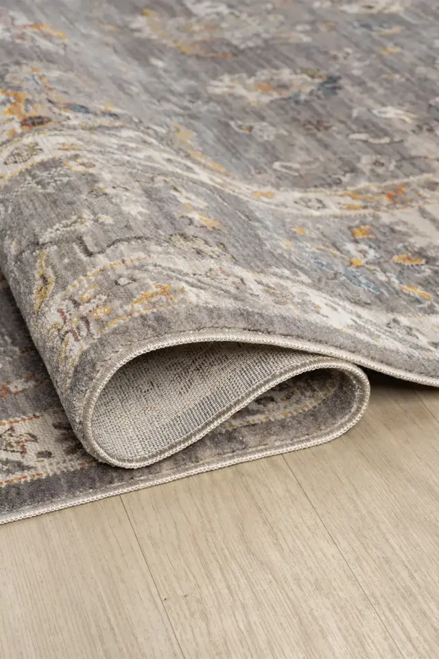 Seyran Halı Asır 254 Gri Polyester Modern Şık Yumuşak Dokulu Saçaklı Halı