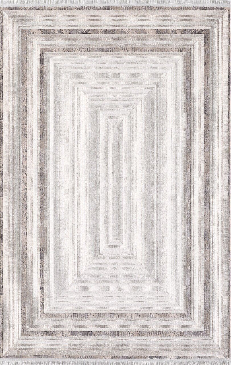 Artemis Halı Romantik 2432A Krem Bej Akrilik Modern Çerçeveli Halı