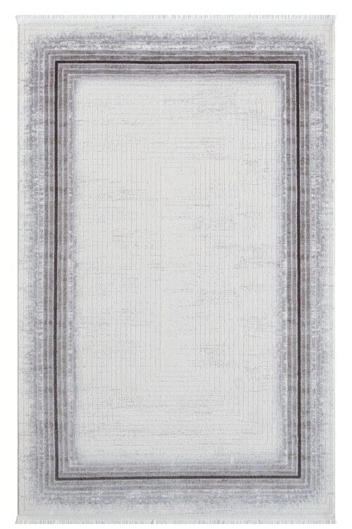 Seyran Halı Asya 530 Antrasit Akrilik Çerçeveli Dokuma Taban Saçaklı Modern Şık Halı